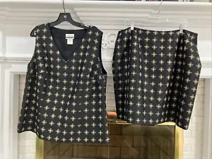 Oscar de la Renta zweiteiliges Outfit Rock und Top Gr. 16 schwarz & gold Perlen Seide - Bild 1 von 13