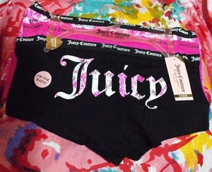 3 JUICY COUTURE JC7530 3PKCL SIGNATURE WAIST COTTON BOYSHORT PANTIES L - Picture 1 of 2