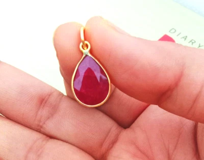 Ruby gold Charm  Pendant  ,18k Gold Pendant ,Handmade Solid Gold Pendant''BJ0040 - Image 1 of 4