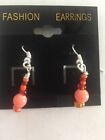 Hand Made Jewelry Drop Earrings In Coral Stones On Sterling Hardware