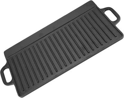 Cast Iron Griddle Pan Double Sided Non Stick Grill Pan with Handles BBQ #R012 - Image 1 of 4