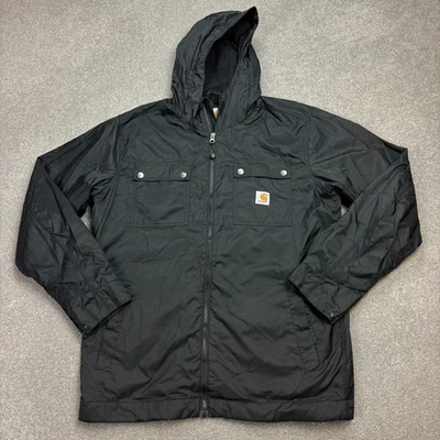 Carhartt Jacket Adult Medium Black Windbreaker Lightweight Lined Hood Coat Men - Image 1 of 4