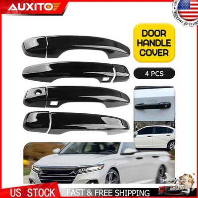 Tapas con llave para manija de puerta negras brillantes de 4 puertas para Honda Accord 2018-2022 Foto 1 de 4