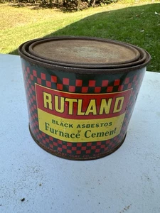 Vintage 5 LB Rutland Furnace  Cement Black Asbestos Can Advertising FULL - Picture 1 of 5