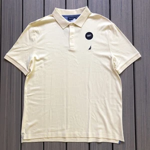 NEW Nautica Soft 100% Cotton Light Yellow Short Sleeve Polo Shirt Size XXL - Picture 1 of 7