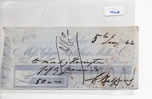 Cheque - (CH1928) - usado - 1842 - Glyn Hallifax Mills & Co., Londres - Imagen 1 de 1