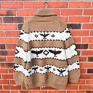 Suéter de lana vintage Cowichan Thunderbird Native Eagle tejido a mano de gran tamaño XXL - Imagen 1 de 9
