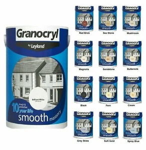 Granocryl Smooth Exterior Masonry Paint For Stone Brick 5L All Colours  - Picture 1 of 14