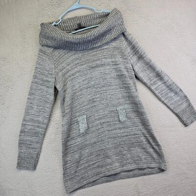 AGB Vestido Suéter Para Mujer L Gris Cuello Simulado Acogedor Cable Tejido Metálico Lujo Boho Foto 1 de 4