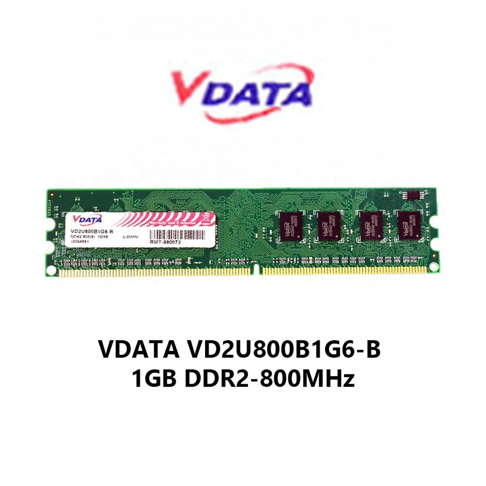 RAM PC 1GB DDR2-800MHz VDATA VD2U800B2G6-B PC2-6400U - Immagine 1 di 1