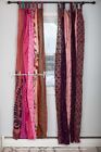 1Pc Indian Sari Patchwork Curtain Drape Window Decor Pink Silk Sari Curtain
