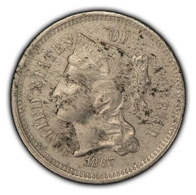 1867 3c Nickel Three-Cent Piece - Unc Details - SKU-Z2418 - Image 1 of 4