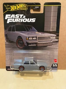 1/64 HOT WHEELS PREMIUN FAST & FURIOUS 7 3/5 1987 CHEVROLET CAPRICE GRAY - Picture 1 of 2