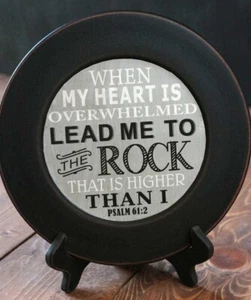 Wood Plate with Scripture Lead Me to the Rock That is Higher Barbara Lloyd - Picture 1 of 2