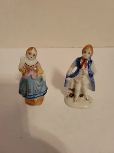 Pico Made in Occupied Japan Miniature Ceramic Porcelain Colonial Man And Woman - Picture 1 of 6