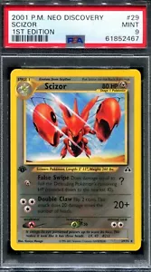 PSA 9 Pokemon 2001 1. Auflage Neo Discovery Scizor Non-Holo selten #29 - Bild 1 von 2