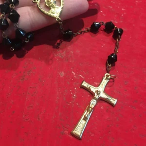 Brass Crucifix | Virgin Mary Centerpiece | Vintage Rosary | Italy - Picture 1 of 3