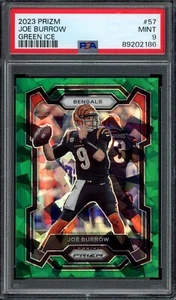 2023 Panini Prizm #57 JOE BURROW Green Ice PSA 9 SP SSP Bengals - Picture 1 of 2