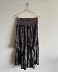 Paani Women Anthropology Asymmetrical Ruffled Long Maxi Skirt Black Sparkly Gold - Picture 1 of 8