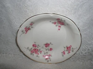 Edwin M. Knowles Pink Flower Gray Soup Cereal Bowl - Picture 1 of 4