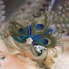 Peacock Feather Hair Clip Fascinator with Rhinestones 1920S for Fancy Dress