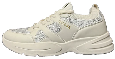 Guess Welna Mujer 10 M Beige Marfil Logo Con Cordones Estrás Zapatilla Elastizada Zapatos Foto 1 de 4