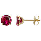 Yellow Gold Ruby Earrings Solitaire 375 9 Carat New Boxed British Made 4mm