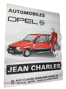 Vintage French Opel Corsa automobiles Jean Charles advertising poster 80cm x60cm - Picture 1 of 10