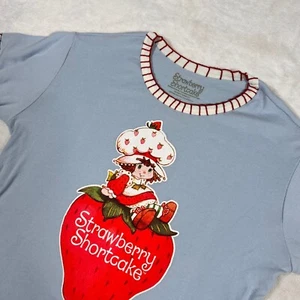 Strawberry Shortcake Graphic Tee Ringer Collar Retro Cartoon XL - Picture 1 of 6