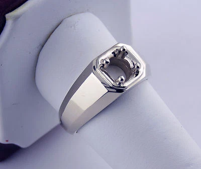1/2Ct Men's Solitaire Ring Mounting 14K White Gold For 5 mm Round Stone - Image 1 of 4