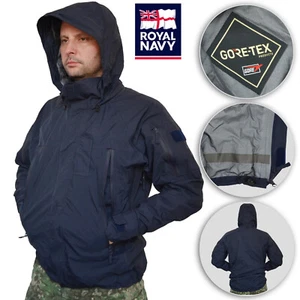 Chaqueta Impermeable Siamidis Azul Gore-Tex Con Capucha Azul Marino Real Rip-Stop - Cremallera Rota - Imagen 1 de 17