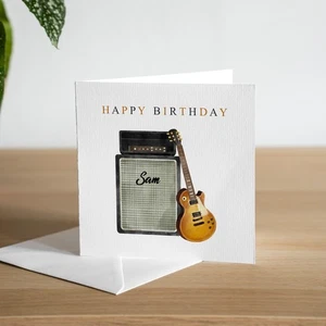 Personalised Handmade Guitar Birthday Card For Son Grandson Music Birthday Gift - Picture 1 of 5