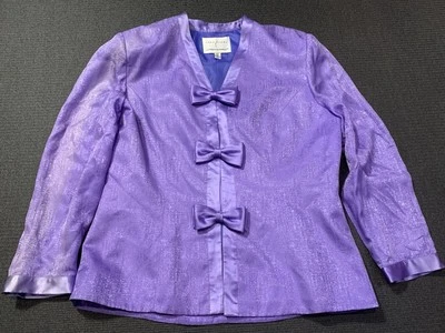Vintage Safe Silk Adrianna Papell  100% Silk Women Size 12 Blazer Bow Buttons - Image 1 of 4