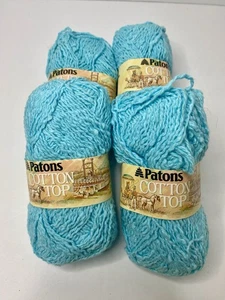 Patons Cotton Top 100% Cotton Worsted Yarn Color Blue 4 Skeins 50g Each - Picture 1 of 4