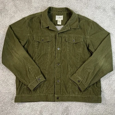 L.L. Bean Men XXL Tall Olive Corduroy Trucker Jacket Button Front Classic Fit - Image 1 of 4