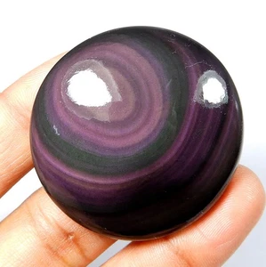 Pietra Preziosa Cabochon Ossidiana Occhio Arcobaleno Multi Flash Naturale Sciolta 122 Ct #11328 - Foto 1 di 6