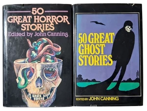 John Canning 50 Great Horror + Ghost Stories Book Lot Hardcover HCDJ Vintage - Imagen 1 de 24