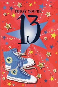 AGED 13 'TODAY YOU'RE 13' BIRTHDAY CARD AND MATCHING ENVELOPE 5" X 7" - Picture 1 of 3