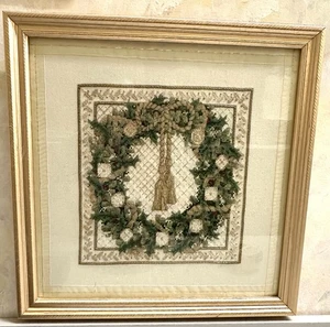 Teresa Wentzler Christmas Wreath Counted Cross Stitch Completed & Framed - Picture 1 of 5