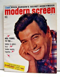 Vintage Modern Screen 1956 Magazine Rock Hudson Debbie & Eddie - Imagen 1 de 2