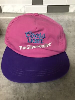 De Colección Años 80 90 Coors Luz "La Bala de Plata" Rosa y Púrpura Sombrero A Presión Trasero Foto 1 de 4