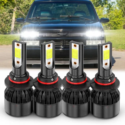 For 1990-1999 Chevrolet C1500 C2500 C3500 LED Headlight high / low beam bulbs 4X - Image 1 of 4