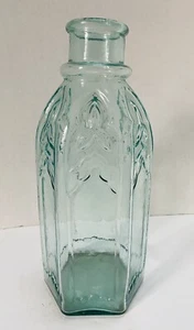 Large Vintage Glass Cathedral Pickle Jar/Bottle, Applied Top, Lt. Aqua color - Picture 1 of 10