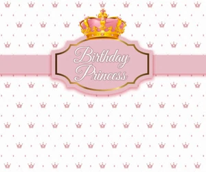 -:o) Pretty PINK Crown Princess Personalised Birthday Backdrop 5ft x 5ft - - Picture 1 of 2