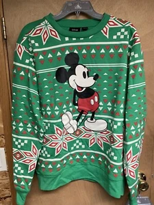 DISNEY MICKEY MOUSE CHRISTMAS/HOLIDAY SWEATSHIRT UGLY SWEATER BNWT ADULT MEDIUM - Picture 1 of 4