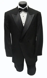 64L NEW Designer 100% Wool Peak Lapel Tuxedo Jacket Halloween Costume Discount - Picture 1 of 2