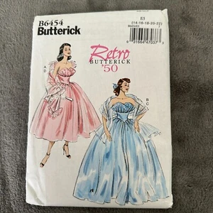 Butterick B6454 Retro '50 Boned Strapless Dress Shawl Sewing Pattern Sz 14-22 - Picture 1 of 8