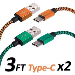 3 FT Type C USB Charger Data Cable For Android Device Type-C High Quality 2 Sets