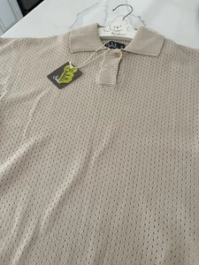 Designer Oatmeal Pointelle Polo Sweater 10 NWT - Picture 1 of 6