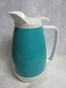 Vtg 1960's Thermo Serv Hot N Cold 1 QT USA Turquoise & White in Original Box! - Picture 1 of 6